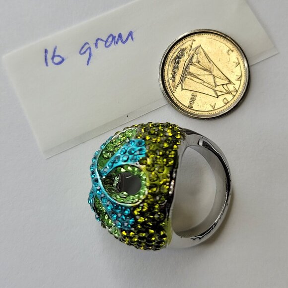 Aqua Green Rhinestone Ring SIZE 5 - other sizes available - Picture 13 of 14